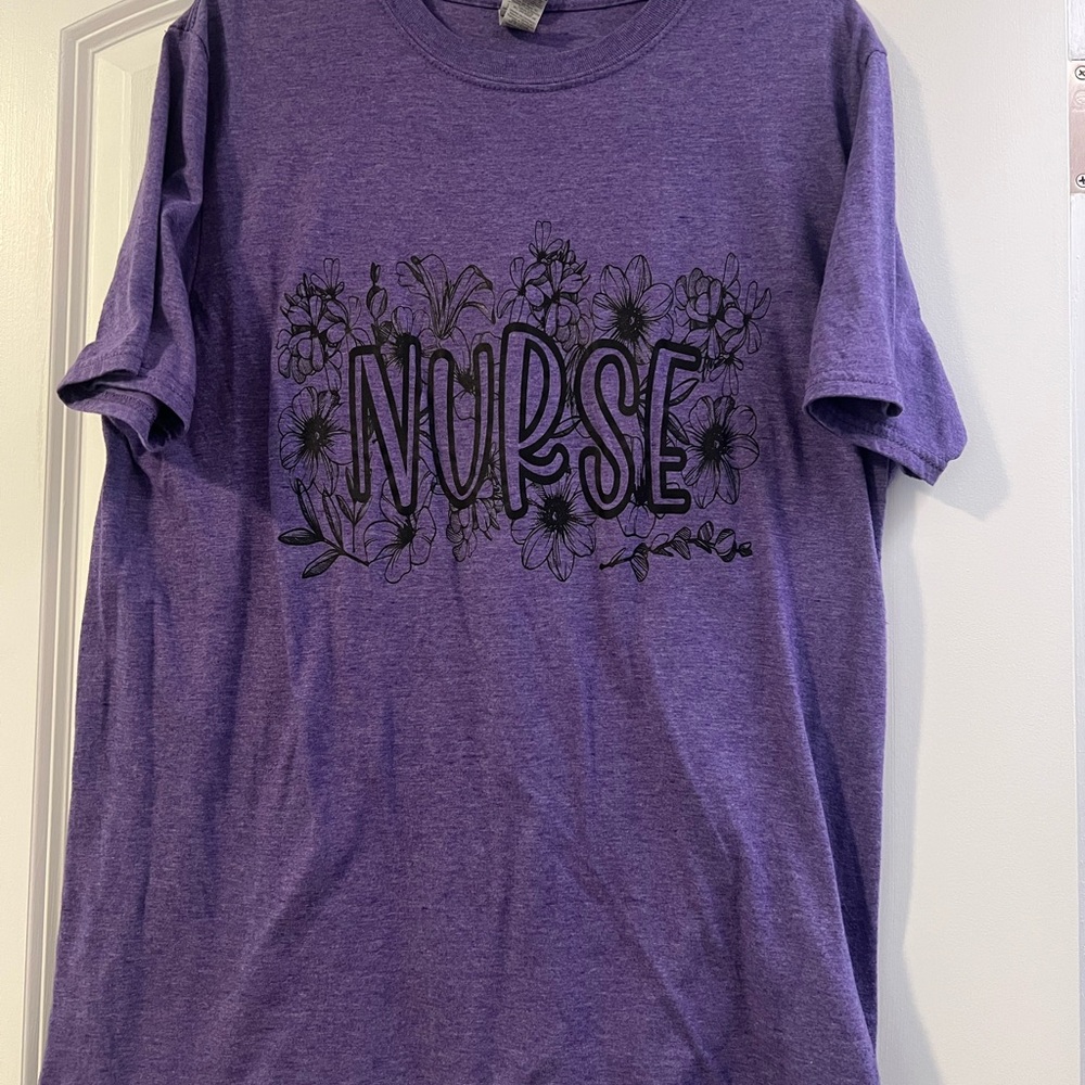 XL Unisex Purple Graphic Tee with 'Nurse' Design